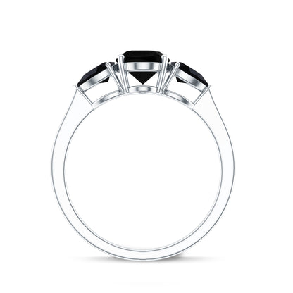 Natural Black Onyx Three Stone Engagement Ring