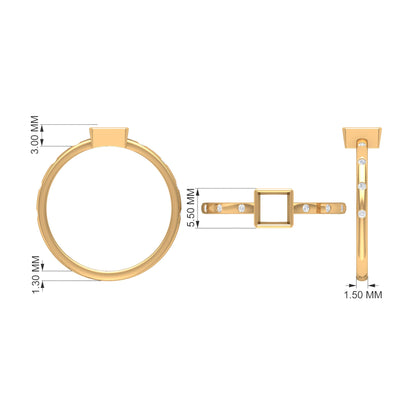 Princess Cut Fire Opal Solitaire Promise Ring with Diamonds