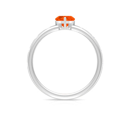 0.9 Carat Fire Opal Heart Engagement Ring with Diamond
