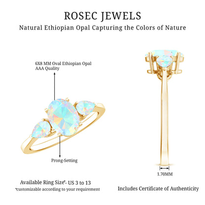 Natural Ethiopian Opal 3 Stone Engagement Ring With Certificate
