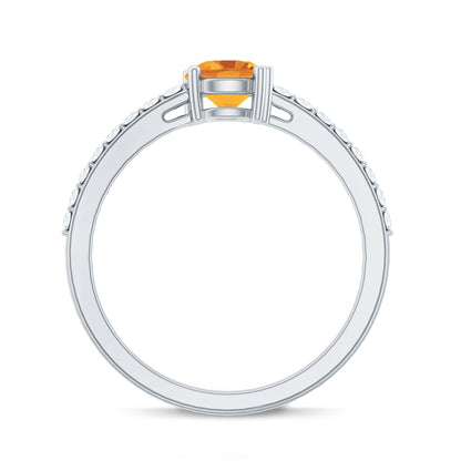 Natural Citrine Promise Ring with Diamond