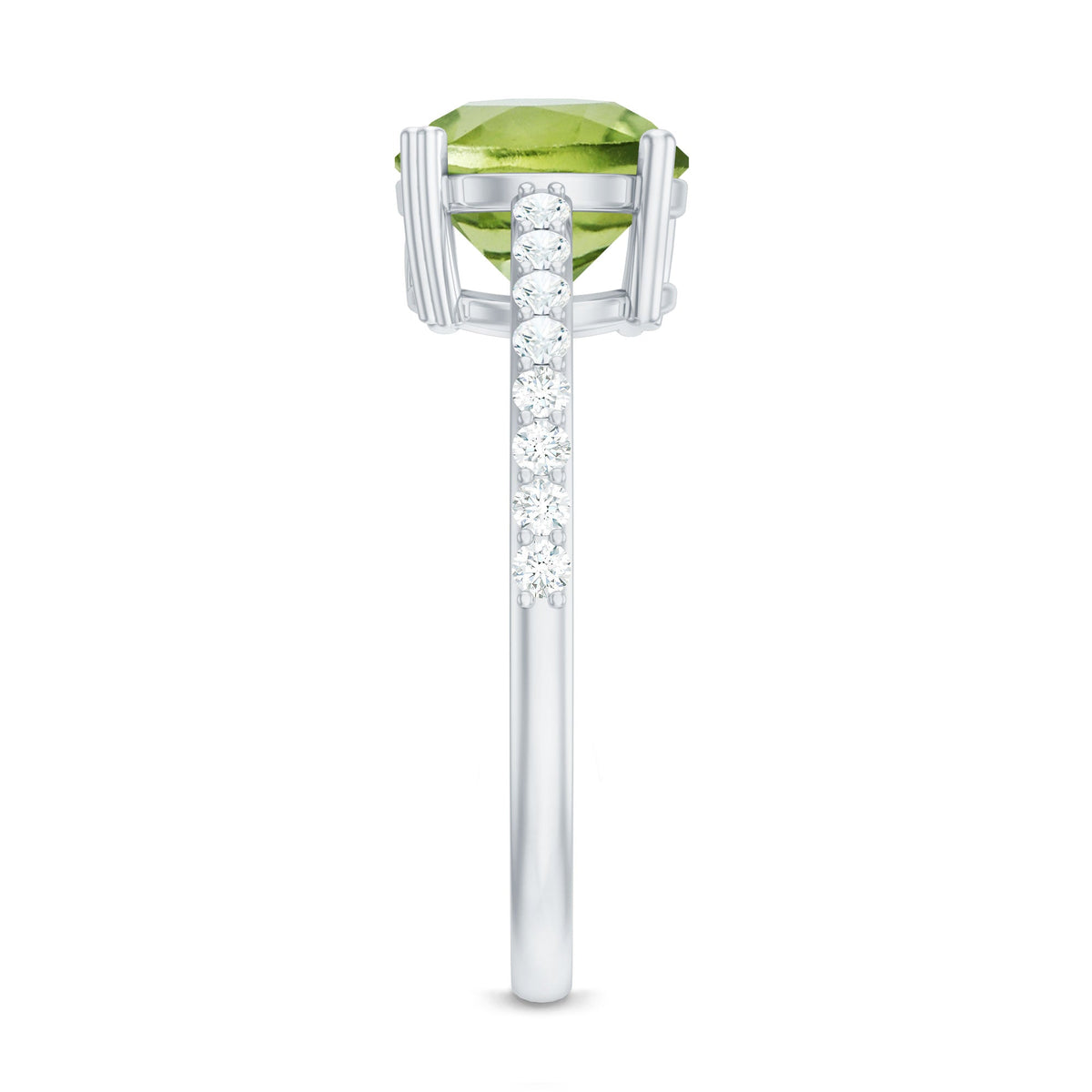 Natural 2 Carat Peridot Engagement Ring with Diamond