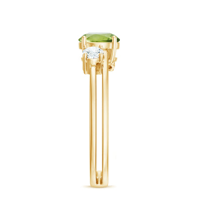 2 Carat Peridot Double Band Engagement Ring with Diamond