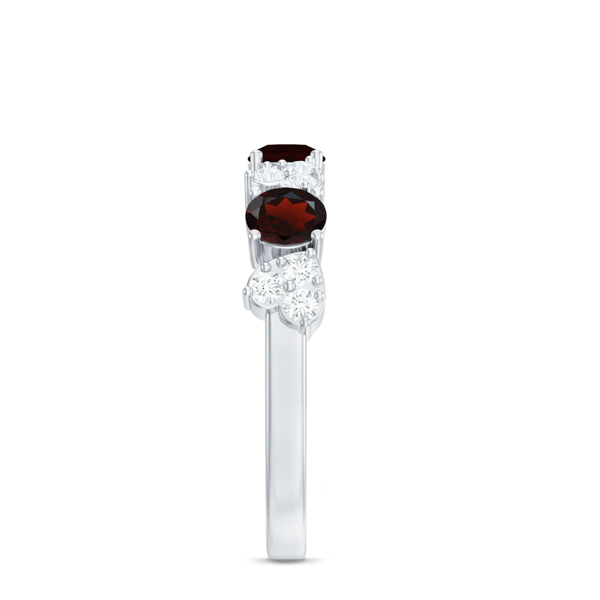 Certified Real Garnet Diamond Heart Eternity Ring for Anniversary