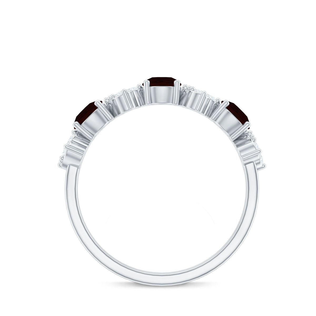Certified Real Garnet Diamond Heart Eternity Ring for Anniversary