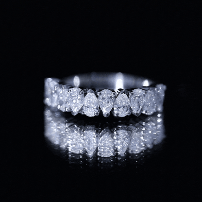 Pear Cut Moissanite Half Eternity Ring for Women