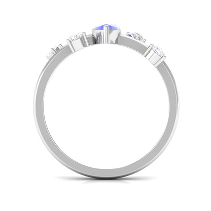 0.6 Carat Marquise Tanzanite Solitaire Ring with Scatter Diamond