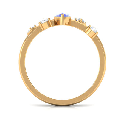 0.6 Carat Marquise Tanzanite Solitaire Ring with Scatter Diamond