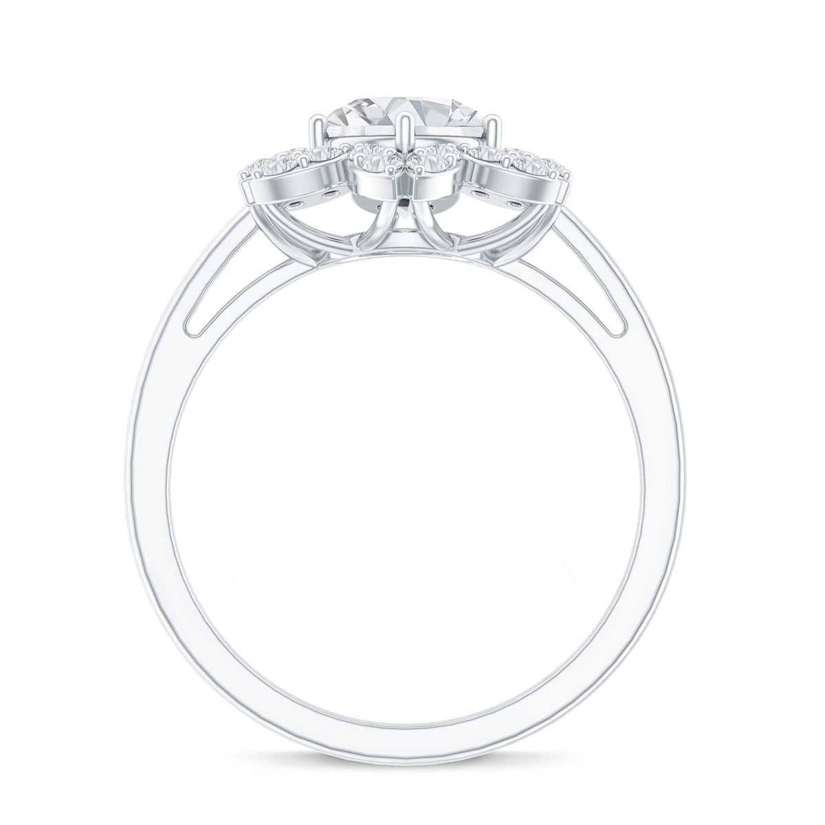 Certified Moissanite Flower Halo Engagement Ring for Women