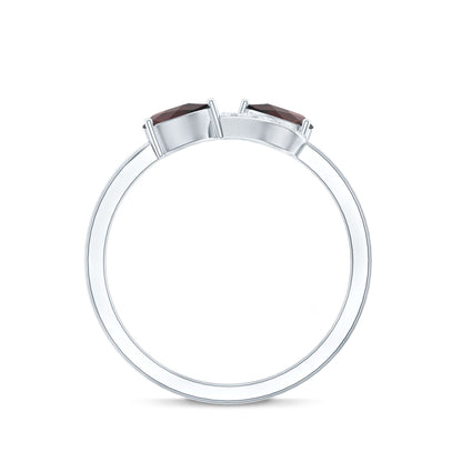 Real Garnet 2 Stone Infinity Promise Ring with Diamond