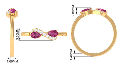 Pink Tourmaline Infinity Promise Ring with Diamond