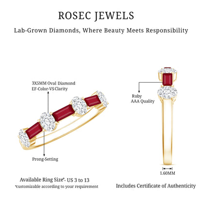 Ruby and Lab Grown Diamond Half Eternity Ring