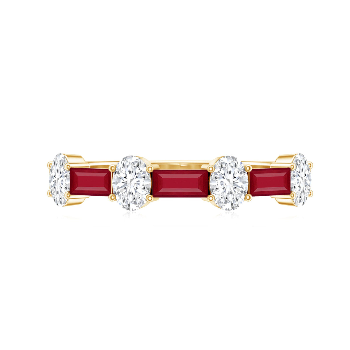 Ruby and Lab Grown Diamond Half Eternity Ring