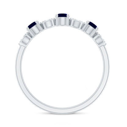 Natural Blue Sapphire Diamond Half Eternity Ring for Women