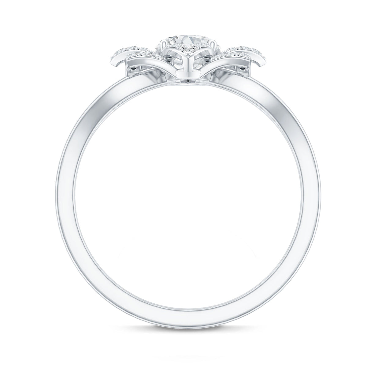 Certified Moissanite Floral Engagement Ring with Split Shank
