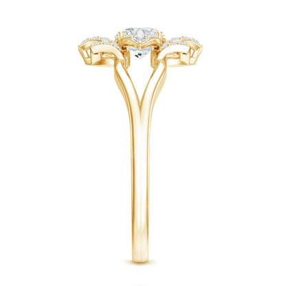 Certified Moissanite Floral Engagement Ring with Split Shank