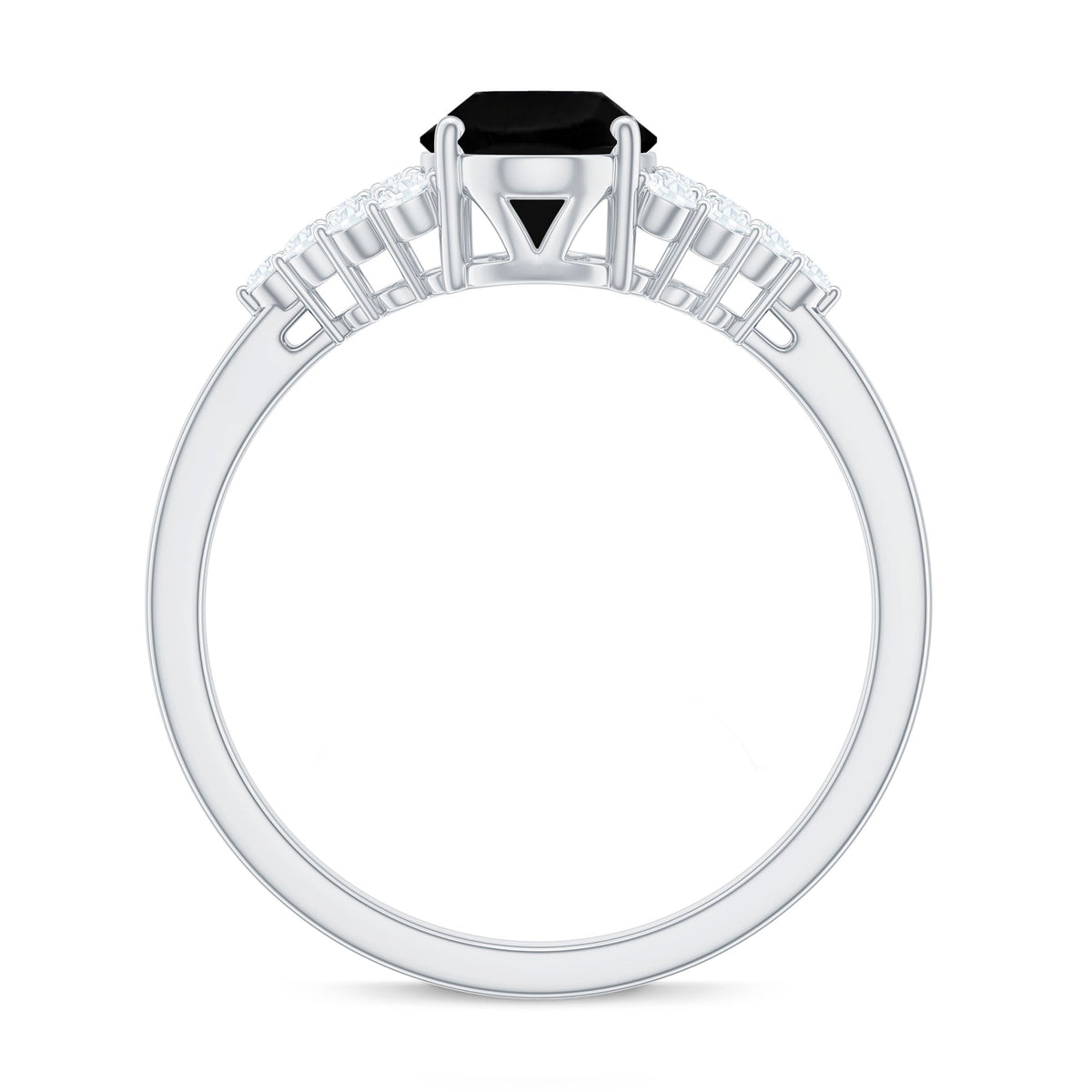 1.9 Carat Lab Grown Black Diamond Oval Engagement Ring with White Diamond
