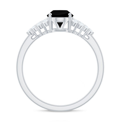 1.9 Carat Lab Grown Black Diamond Oval Engagement Ring with White Diamond