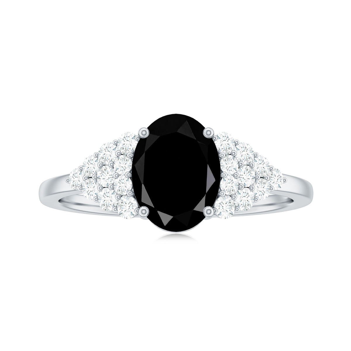 1.9 Carat Lab Grown Black Diamond Oval Engagement Ring with White Diamond