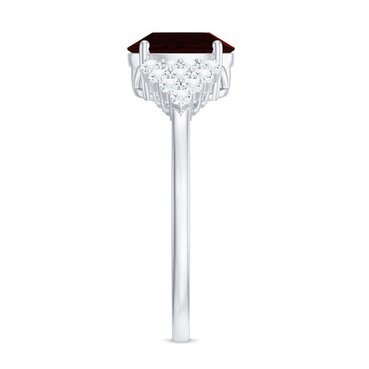 Certified Real 1.5 Carat Garnet Oval Engagement Ring with Diamond