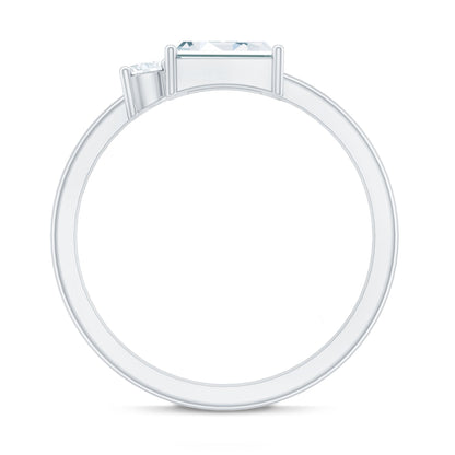 Baguette and Round Moissanite Two Stone Promise Ring