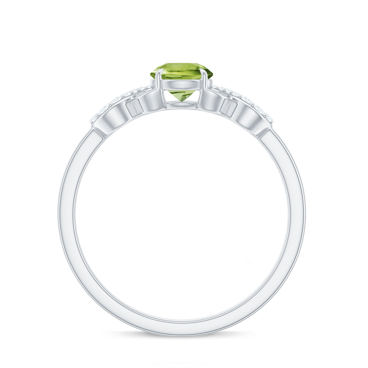 Half Carat Peridot Promise Ring with Diamond Infinity Knot