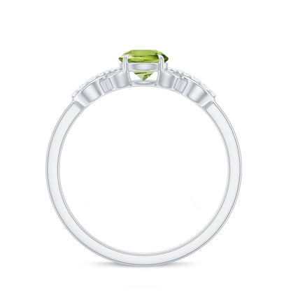 Half Carat Peridot Promise Ring with Diamond Infinity Knot