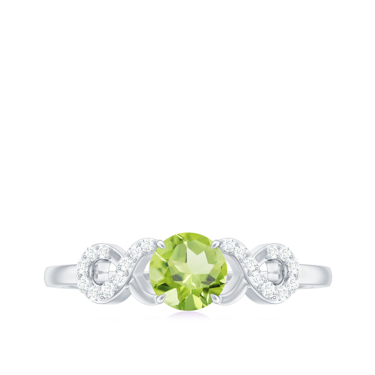 Half Carat Peridot Promise Ring with Diamond Infinity Knot