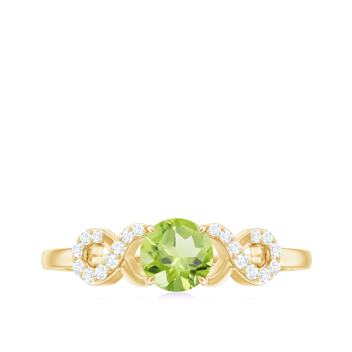 Half Carat Peridot Promise Ring with Diamond Infinity Knot