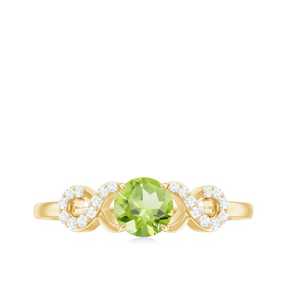 Half Carat Peridot Promise Ring with Diamond Infinity Knot