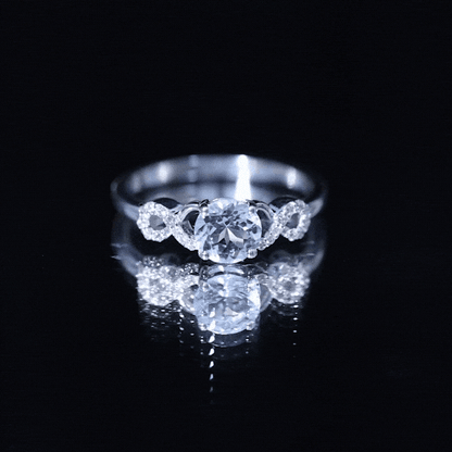 Round Shape Aquamarine and Diamond Infinity Engagement Ring