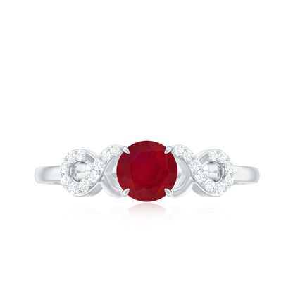 Criss Cross Promise Ring with Ruby and Diamond