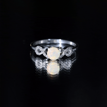 Certified Real Ethiopian Rainbow Opal Diamond Engagement Ring with Criss Cross Shank