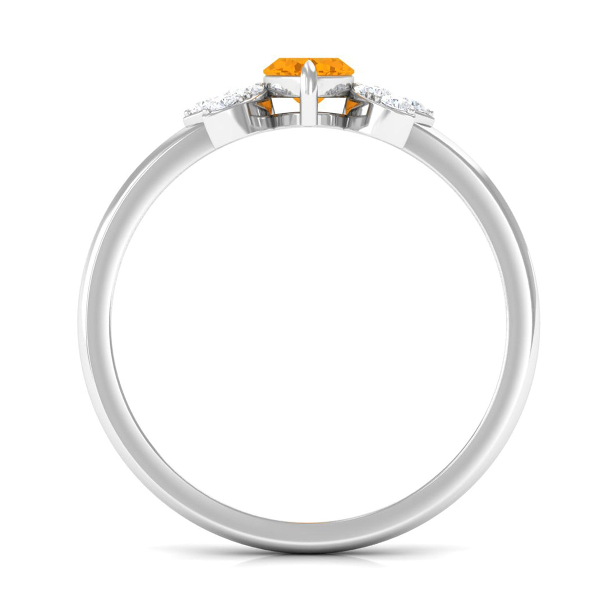 0.3 Carat Marquise Fire Opal and Diamond Engagement Ring