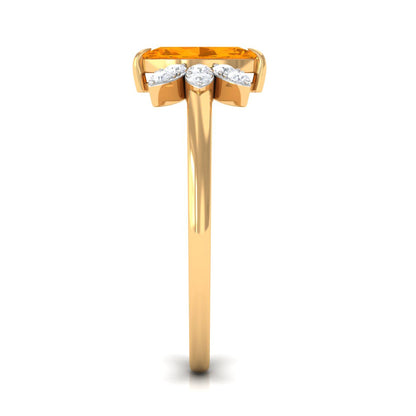 0.3 Carat Marquise Fire Opal and Diamond Engagement Ring