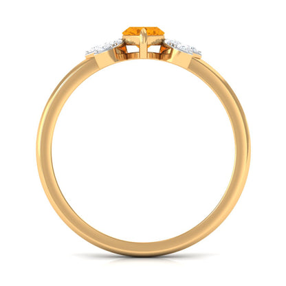 0.3 Carat Marquise Fire Opal and Diamond Engagement Ring