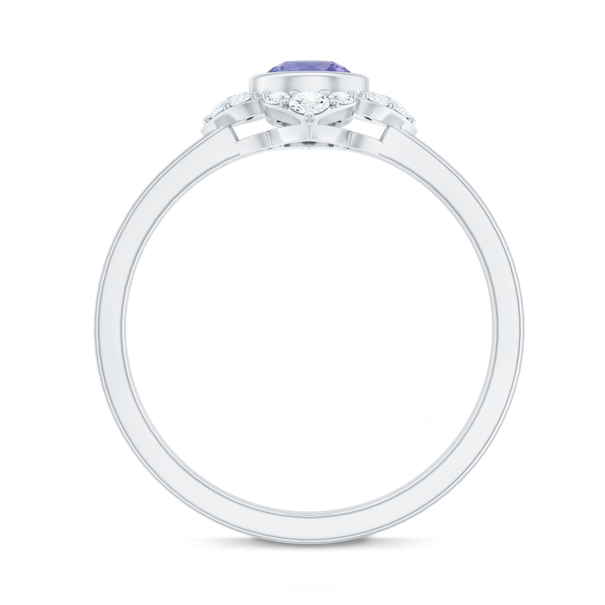 Certified Real Tanzanite Flower Engagement Ring with Diamond
