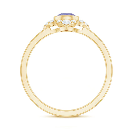 Certified Real Tanzanite Flower Engagement Ring with Diamond