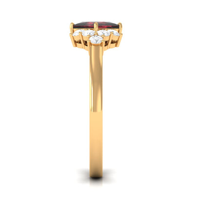 Real 1.4 Carat Garnet Princess Cut Engagement Ring with Diamond