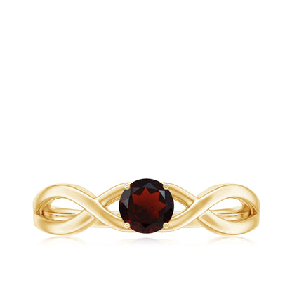 Genuine 2.3 Carat Garnet Solitaire Engagement Ring with Crossover Shank