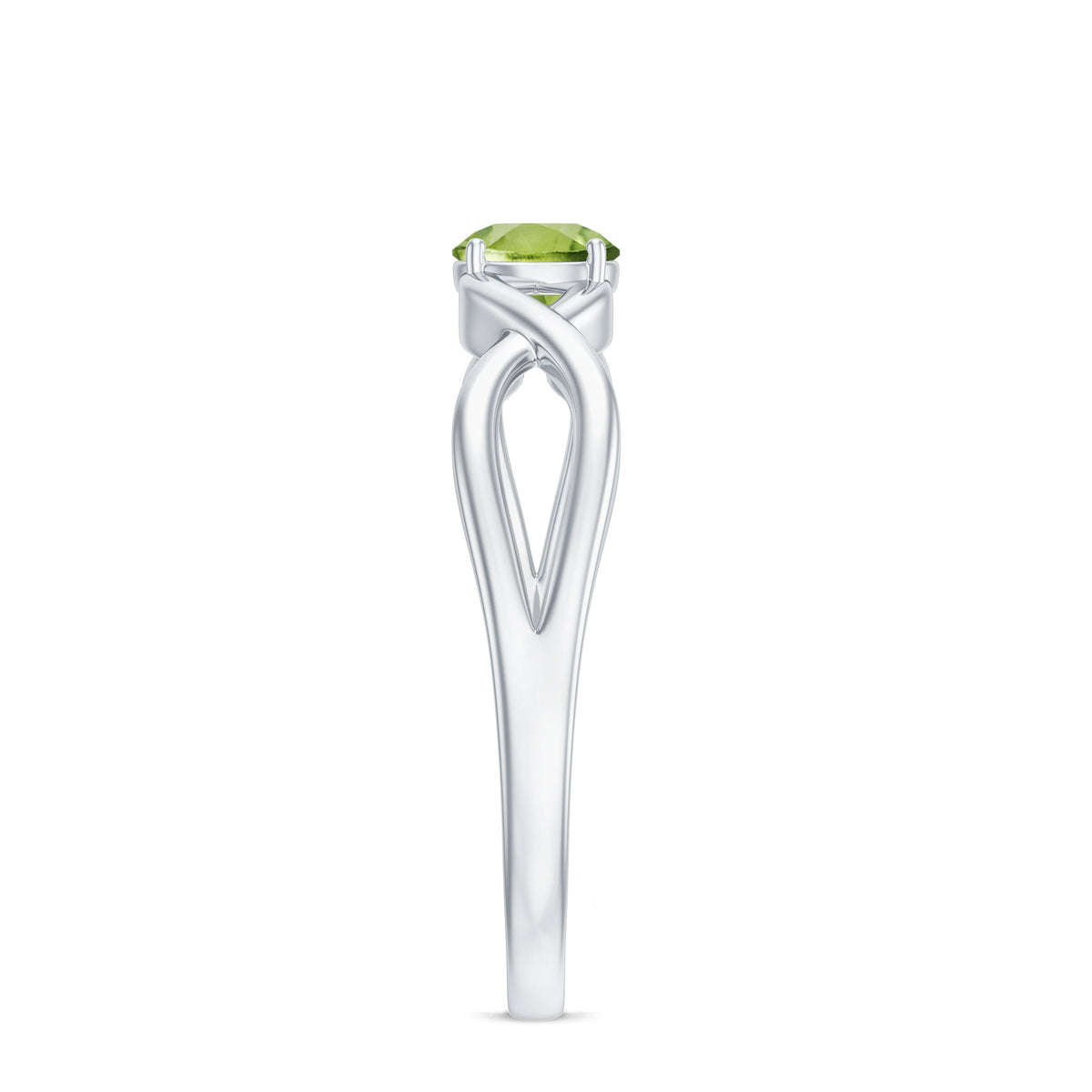 Natural Half Carat Peridot Promise Ring with Crossover Shank