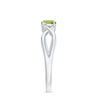 Natural Half Carat Peridot Promise Ring with Crossover Shank