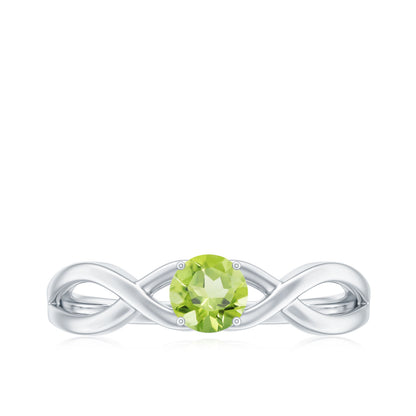 Natural Half Carat Peridot Promise Ring with Crossover Shank