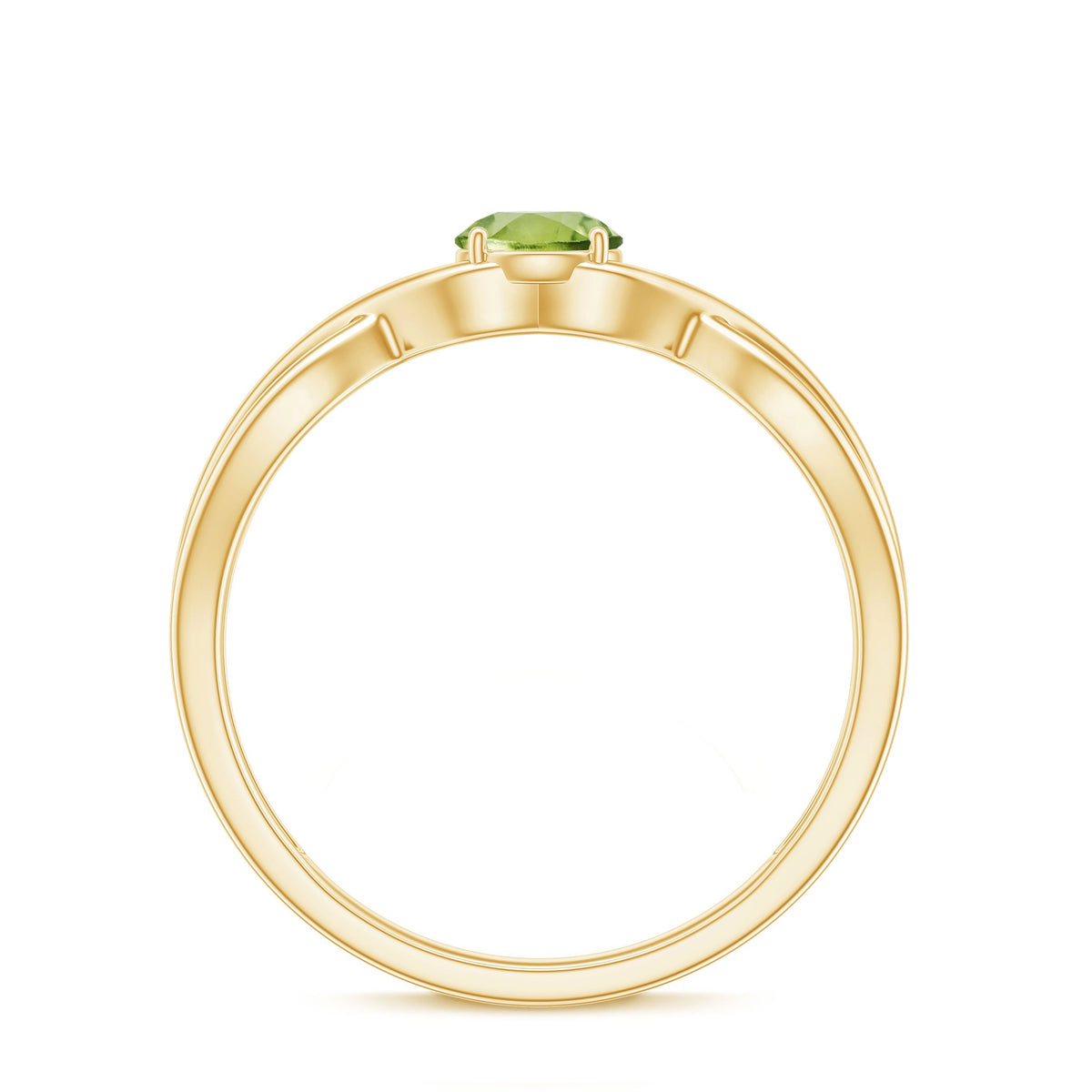 Natural Half Carat Peridot Promise Ring with Crossover Shank