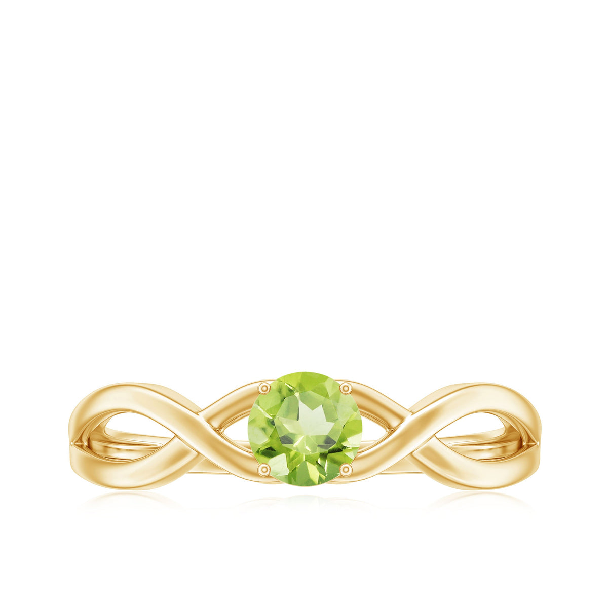 Natural Half Carat Peridot Promise Ring with Crossover Shank