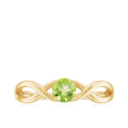 Natural Half Carat Peridot Promise Ring with Crossover Shank