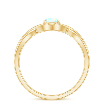 Natural Ethiopian Rainbow Opal Promise Ring with Crossover Shank
