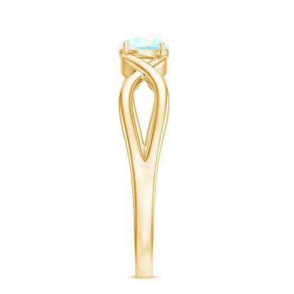 Natural Ethiopian Rainbow Opal Promise Ring with Crossover Shank