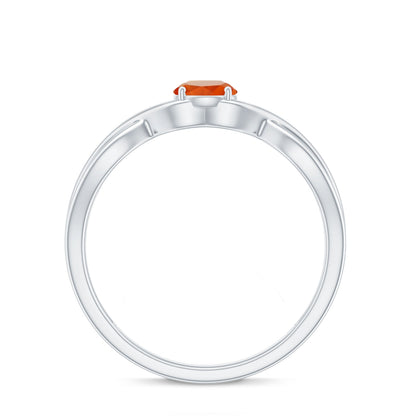 0.4 Carat Solitaire Fire Opal Crossover Engagement Ring