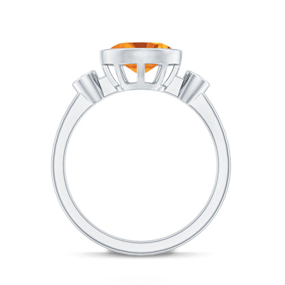 Natural 1 Carat Citrine Diamond Oval Engagement Ring in Bezel Set